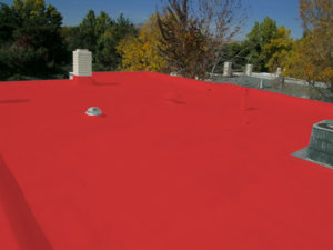 "terraza impermeabilizada con membrana liquida poliuretanica plus color rojo"